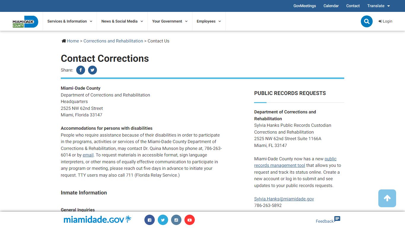 Contact Corrections - Miami-Dade